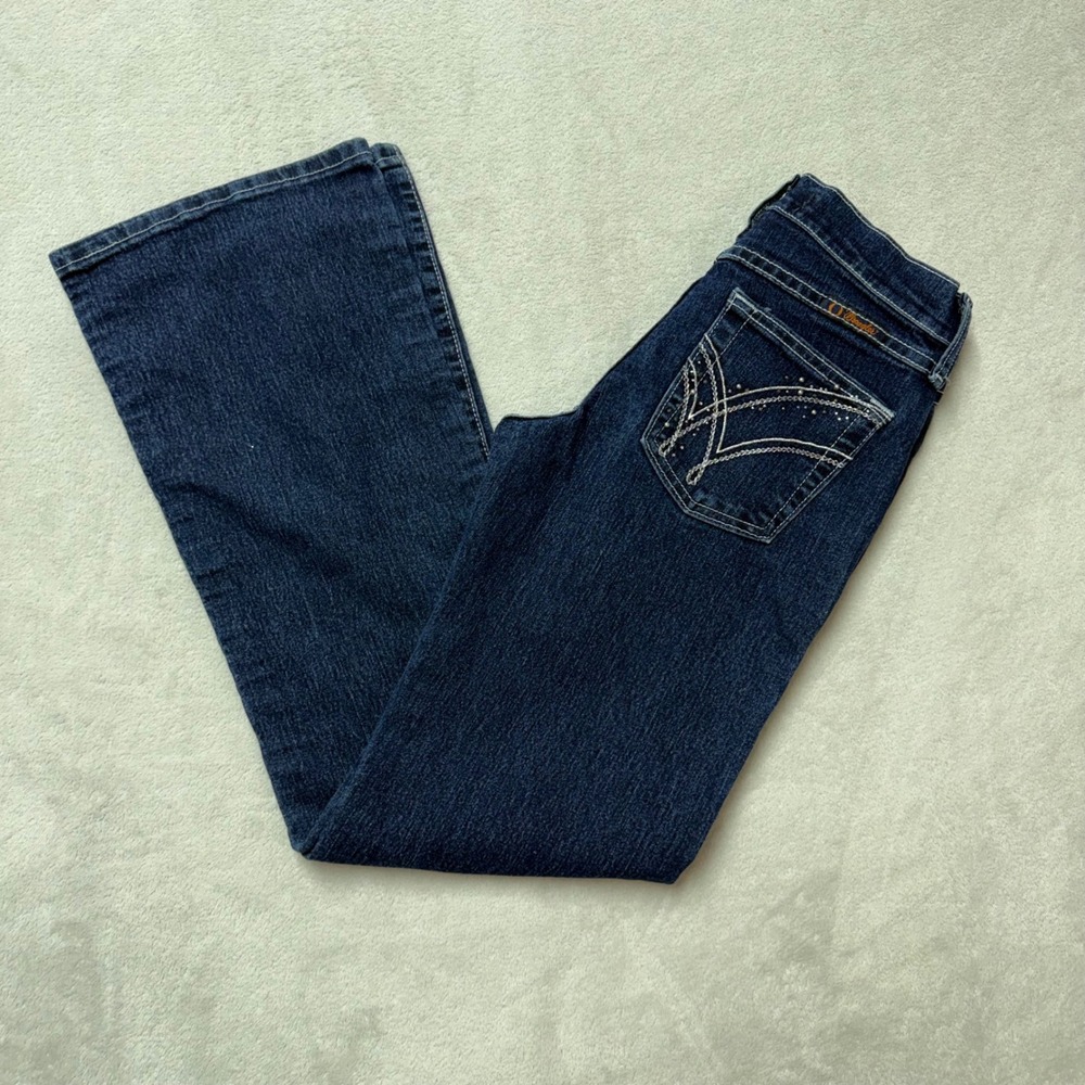 Wrangler Q-Baby Cowgirl Cut Jeans Dark Wash Bootcut Rhinestone Pocket 12 Regular